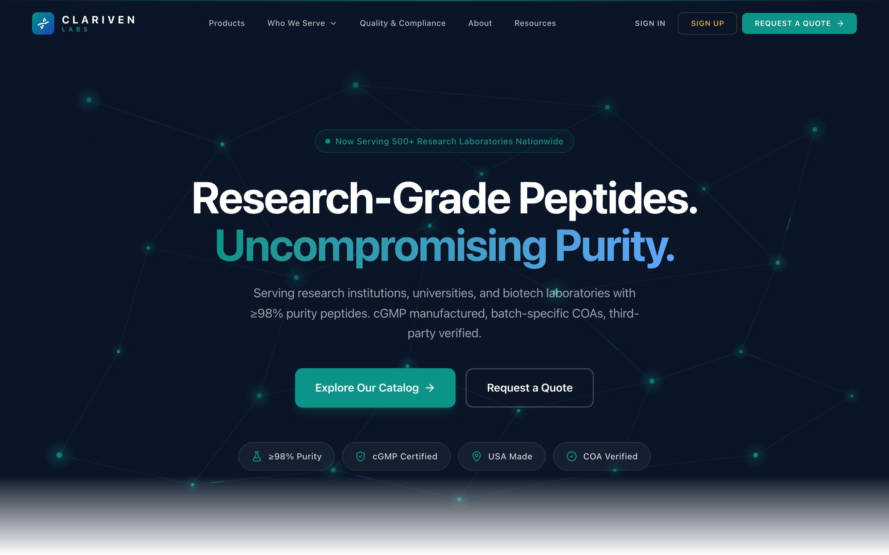 Clariven Labs — live homepage