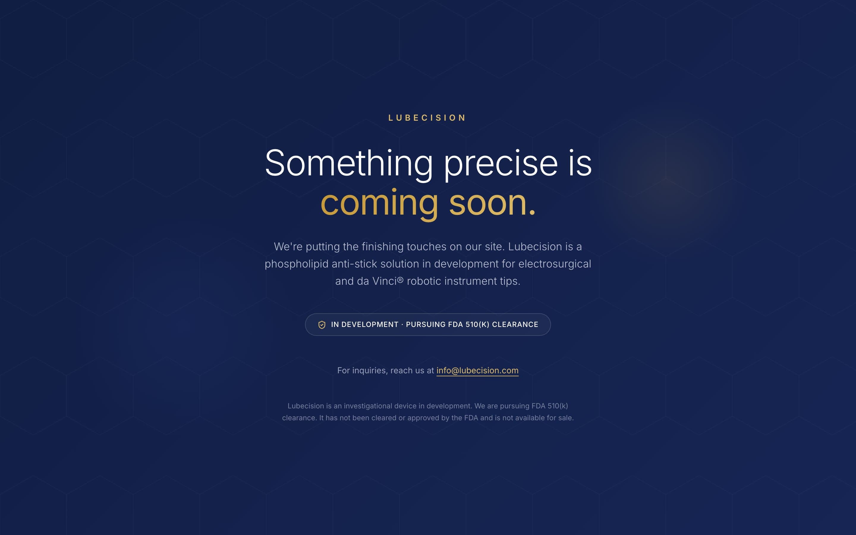 Lubecision — live homepage