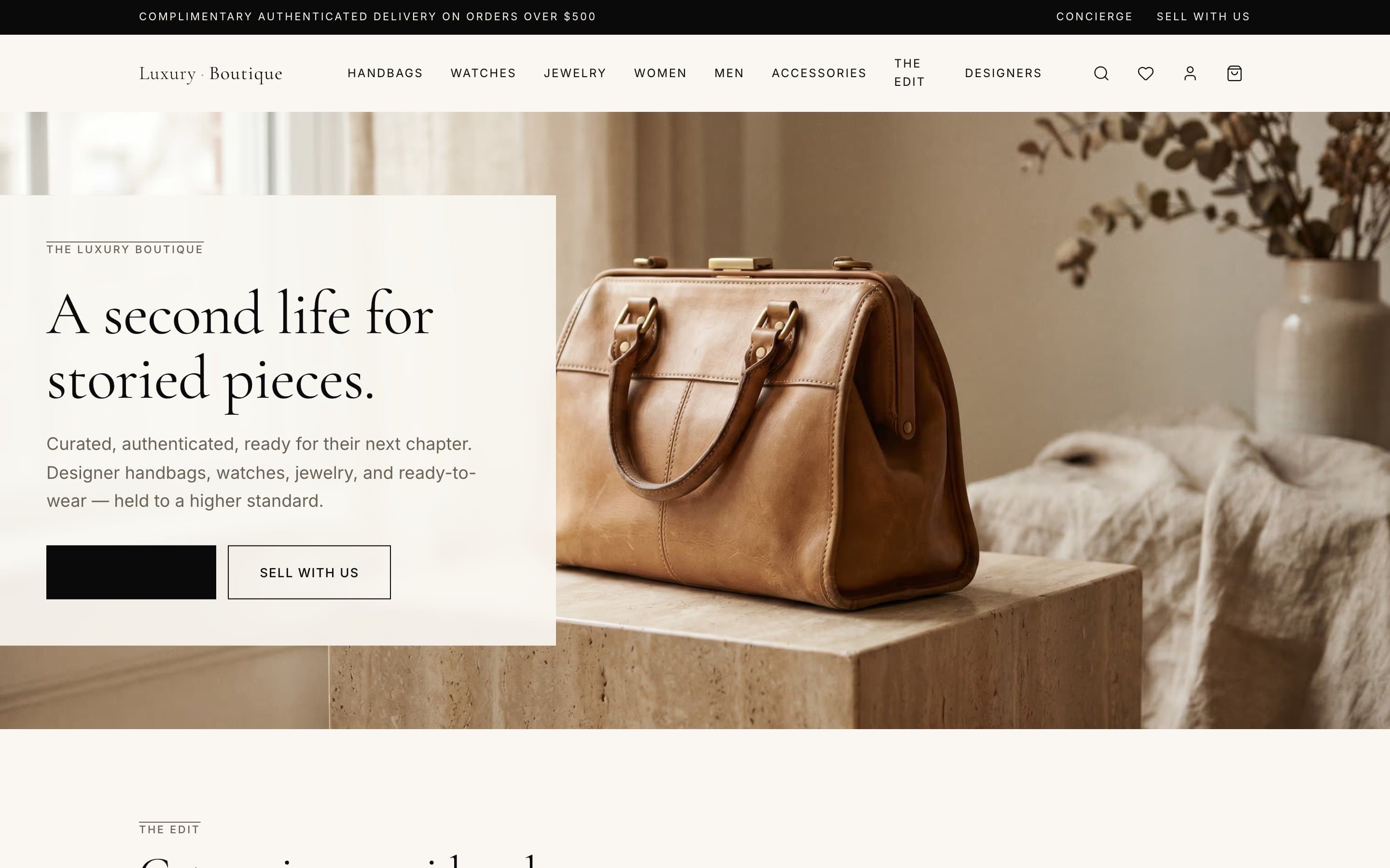 Luxury Boutique — live homepage